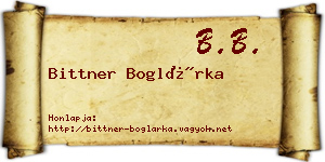Bittner Boglárka névjegykártya